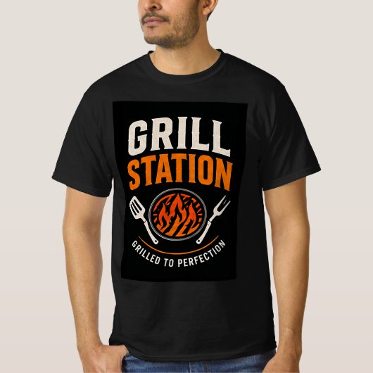 🔥 Grill Station Burger Restaurant Kookploeg 🍔 T-shirt (Voorkant)