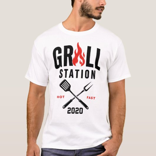 🔥 Grill Station Creatief Fastfoodrestaurant 🍔 T-shirt (Voorkant)