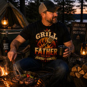Grill Vader BBQ Retro Zonsondergang Versleten T-shirt
