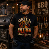 Grill Vader BBQ Retro Zonsondergang Versleten T-shirt