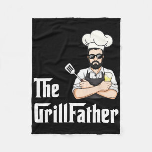 Grill Vader Bbq Vaderdag Barbecue Chef Grappig Fleece Deken