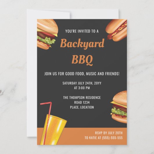 Grill Voedsel Hamburger Hot Dog Zomer Achtertuin B Kaart (Voorkant)
