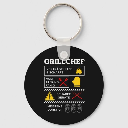 Grillchef Grillen Chef Barbecue BBQ Grilling Gift Sleutelhanger (Voorkant)