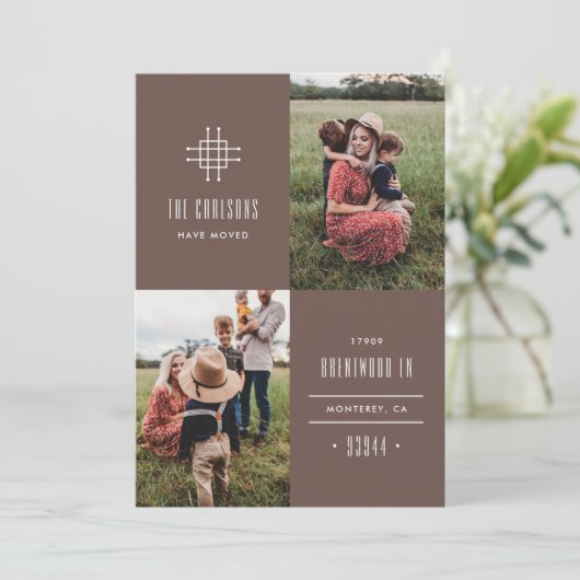 Grille Moving Announcement - Bruin Aankondiging (Staand voorkant)