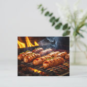 Grilled Bratwurst Sausages BBQ Briefkaart (Staand voorkant)