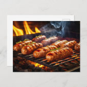 Grilled Bratwurst Sausages BBQ Briefkaart (Voorkant / Achterkant)