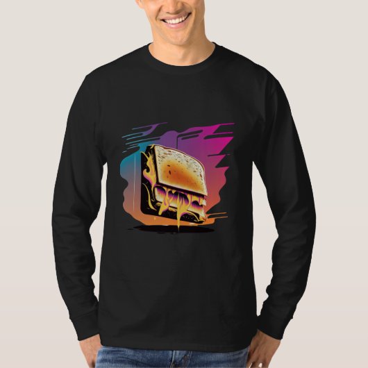 Grilled Cheese Synthwave 80s Retrowave Aesthetic T-shirt (Voorkant)