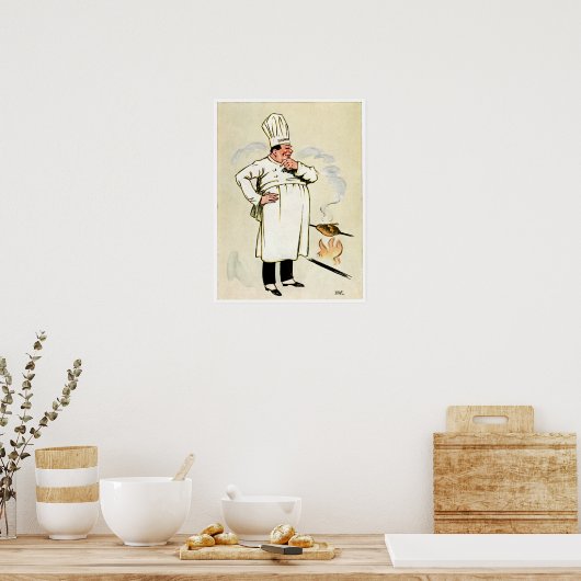Grilled Chicken Chef  Food and Art Poster (Keuken)