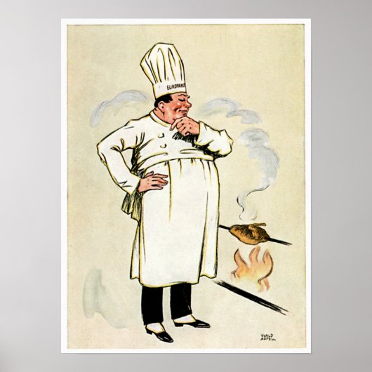 Grilled Chicken Chef  Food and Art Poster (Voorkant)