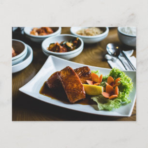 Grilled Salmon Korean Food Set Briefkaart
