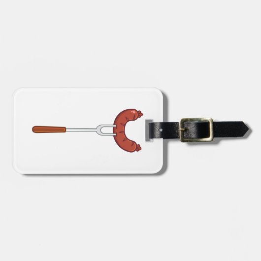 Grilled Sausage on BBQ Fork Bagagelabel (Voorkant horizontaal)