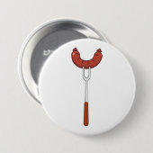 Grilled Sausage on BBQ Fork Ronde Button 7,6 Cm (Voorkant /achterkant)
