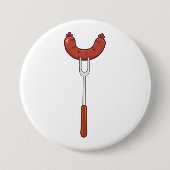 Grilled Sausage on BBQ Fork Ronde Button 7,6 Cm (Voorkant)