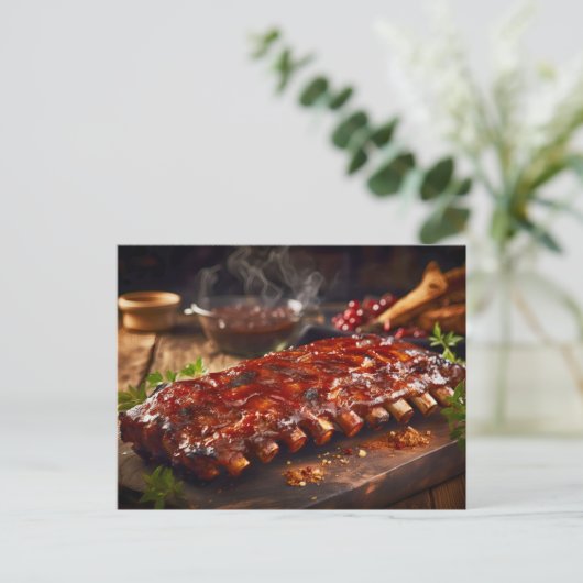 Grilled Spare Ribs BBQ Briefkaart (Staand voorkant)