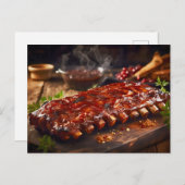 Grilled Spare Ribs BBQ Briefkaart (Voorkant / Achterkant)