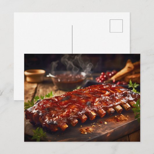 Grilled Spare Ribs BBQ Briefkaart (Voorkant / Achterkant)