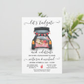 Grilleer Auto Voetbalspel BBQ Bier Koppel Bruiloft Kaart (Staand voorkant)