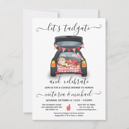 Grilleer Auto Voetbalspel BBQ Bier Koppel Bruiloft Kaart (Voorkant)