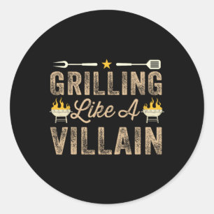 Grillen Als Een Slechterik Bbq Barbecue Grillen Ro Ronde Sticker