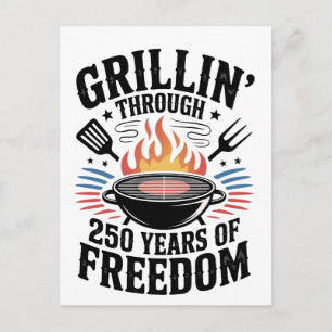 Grillen door 250ste Freedom Grill 4 juli Uitnodiging Briefkaart