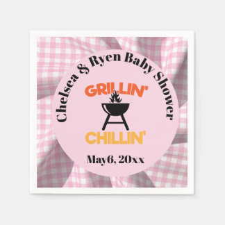 Grillen en chillen Baby q Gingham baby shower Servet