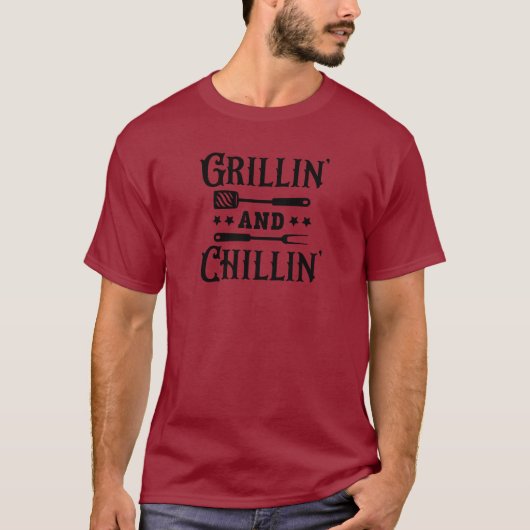 Grillen en Chillen BBQ T-shirt (Voorkant)