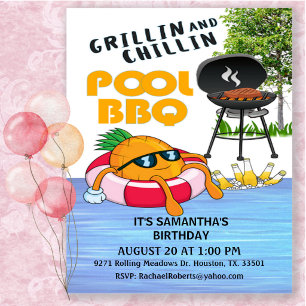 Grillen en chillen BBQ verjaardags zwembadfeest ui Kaart
