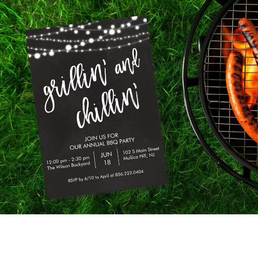 Grillen en Chillen Krijtbord BBQ Uitnodiging