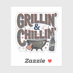 Grillen en Chillen Patriottische 4 juli BBQ Sticke Sticker
