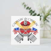 Grillen en Chillen Politie Kookfeest Uitnodiging (Staand voorkant)