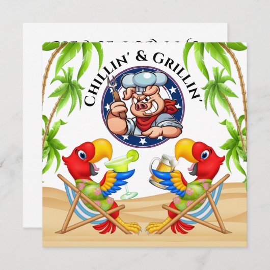 Grillen en Chillen Uitnodiging (Voorkant / Achterkant)