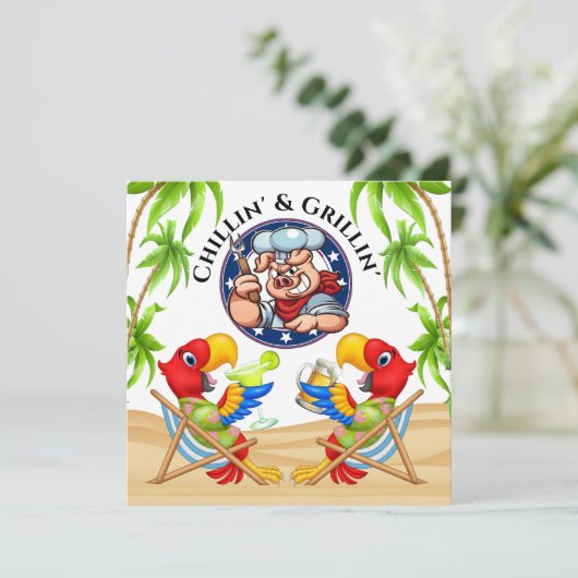 Grillen en Chillen Uitnodiging (Staand voorkant)