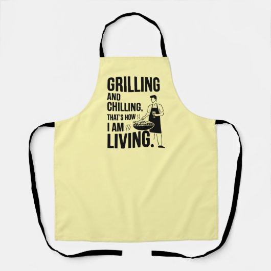 Grillen en koelen Geel BBQ Schort (Voorkant)