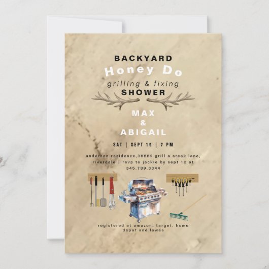 Grillen en repareren van rustieke gewei paren douc kaart (Voorkant)