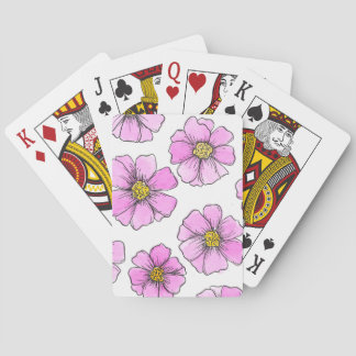 Grillen en Roze Waterverf Bloemen Pokerkaarten