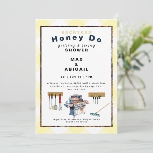 Grillen & Fixing Yellow Couples Douche Kaart (Staand voorkant)