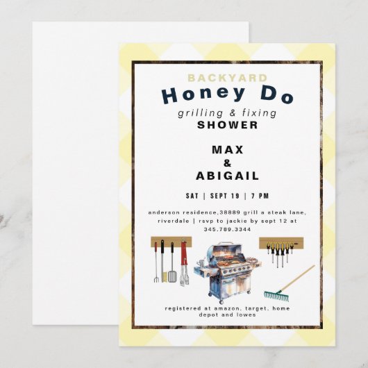 Grillen & Fixing Yellow Couples Douche Kaart (Voorkant / Achterkant)