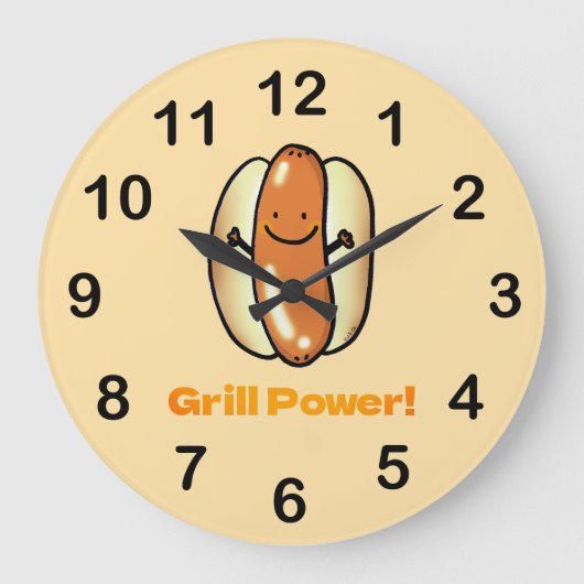 Grillen Hot Dog Cartoon Grote Klok (Voorkant)