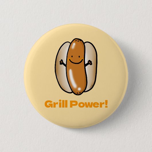 Grillen Hot Dog Cartoon Ronde Button 5,7 Cm (Voorkant)