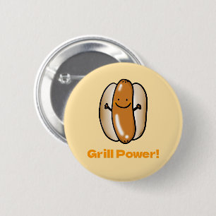 Grillen Hot Dog Cartoon Ronde Button 5,7 Cm