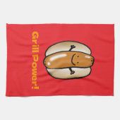 Grillen Hot Dog Cartoon Theedoek (Horizontaal)