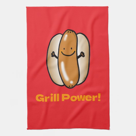 Grillen Hot Dog Cartoon Theedoek (Verticaal)
