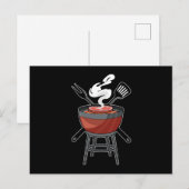 Grillen met vleesvork en spatel briefkaart (Voorkant / Achterkant)