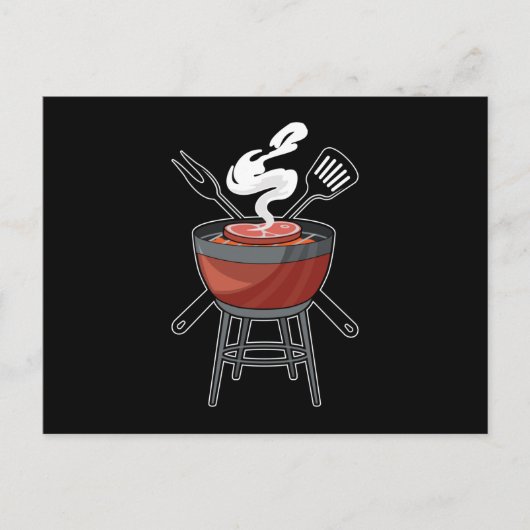 Grillen met vleesvork en spatel briefkaart (Voorkant)