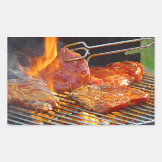 grillen rechthoekige sticker (Voorkant)