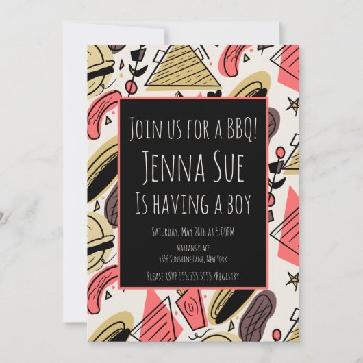Grillen Summer BBQ Doodles Baby Shower (Voorkant)