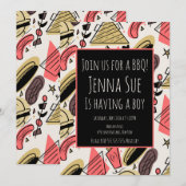 Grillen Summer BBQ Doodles Baby Shower (Voorkant / Achterkant)