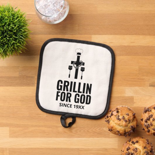 Grillen voor God Pot Holder Pannenlap (Top down)