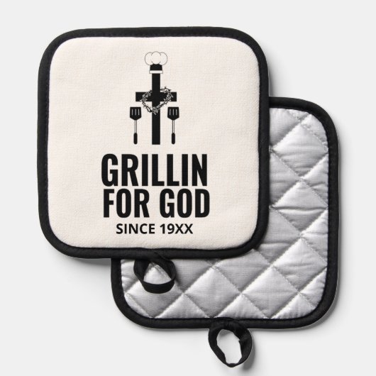 Grillen voor God Pot Holder Pannenlap (Voorkant / Achterkant)