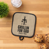 Grillen voor God Pot Holder Pannenlap (Top down)